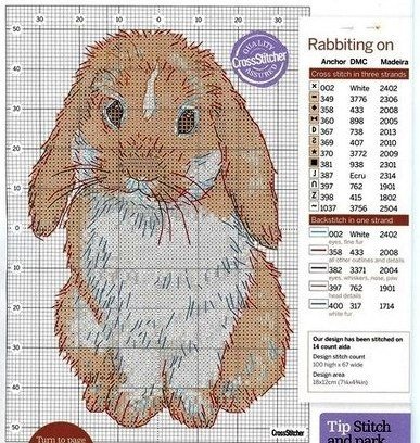 Схема вышивки кролика крестиком