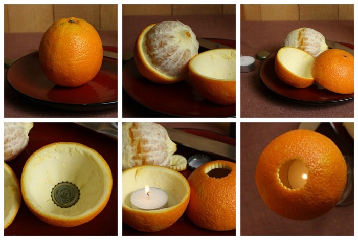 свеча из кожуры апельсина
